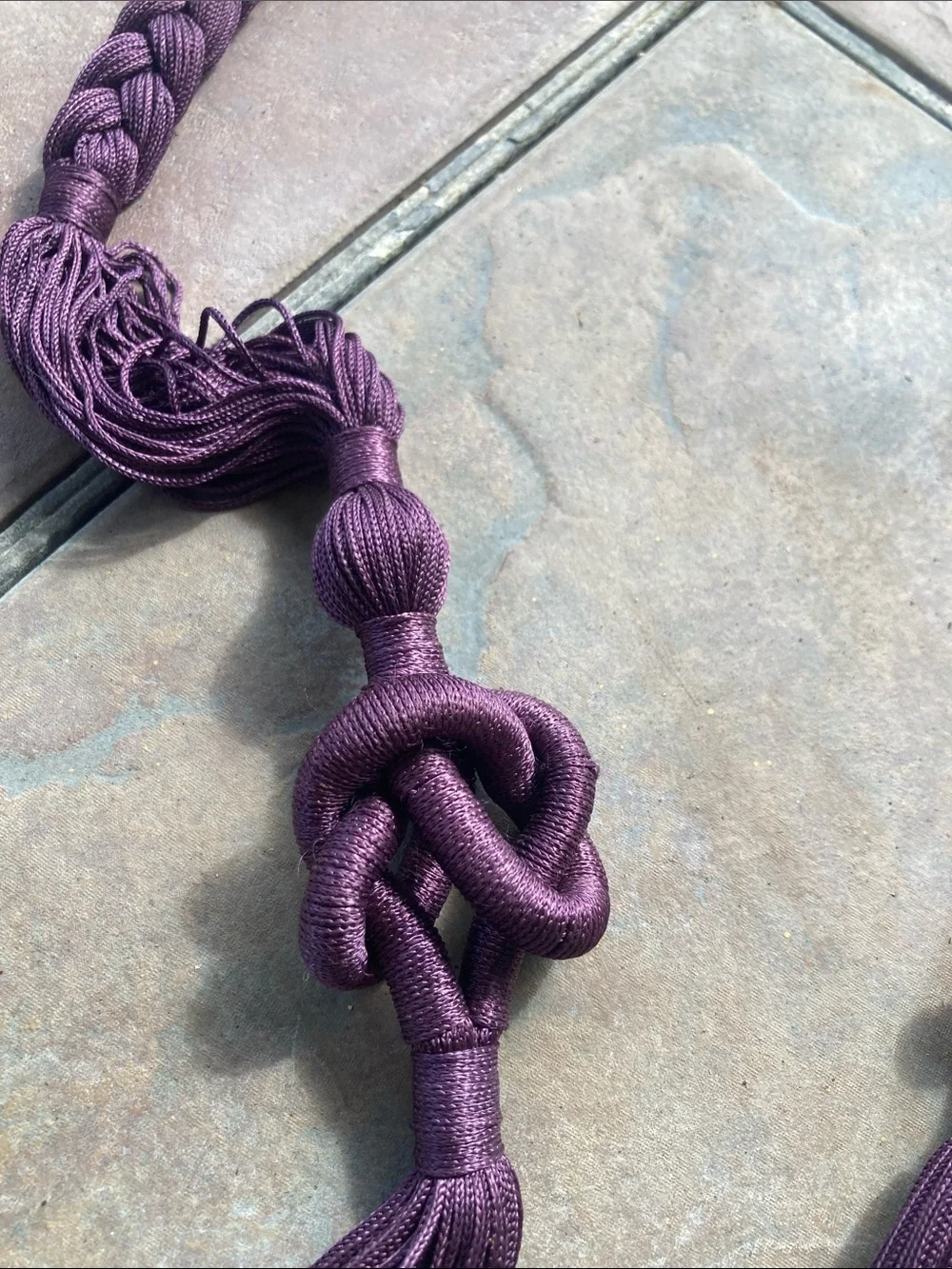 Plum Purple Braided Tassel Belt/Necklace